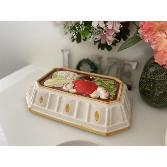 Vintage Mold Ceramic Decorative Wall Artwork Rectangle Vegetables Tomato Celery - Picture 4 of 16
